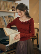 Rosette Ruffle Knit Top