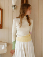 Pastel Color-Block High Neck Sweater