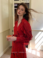 Scarlet Bloom Vintage Wrap Dress