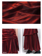 Crimson Siren Tiered Velvet Maxi Dress