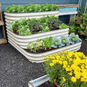 YoYoBloom 32" Tall 3 Tiered Cascade Metal Raised Garden Bed | Upgrade 2.0 Waist-High Design - Oyster white image 1