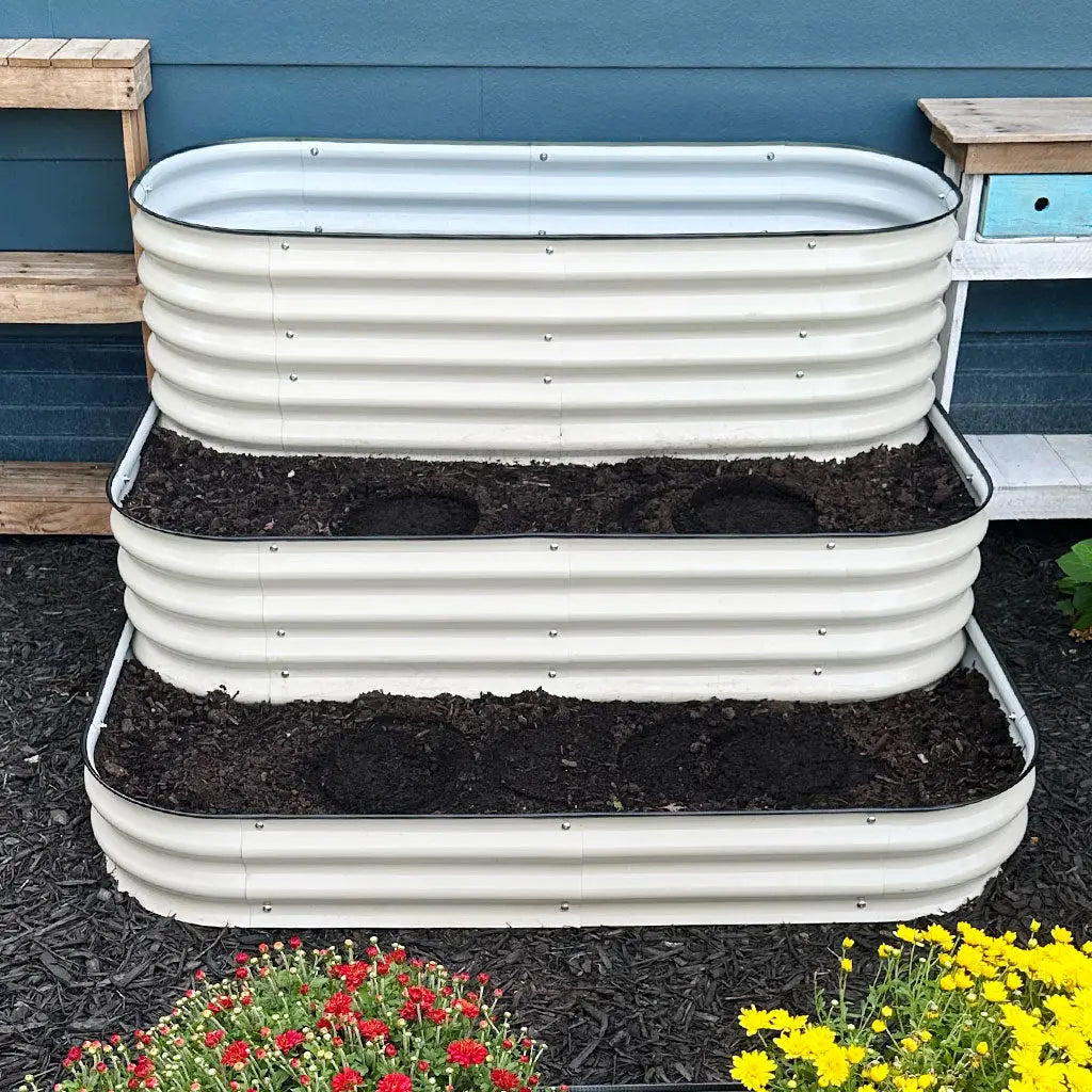 YoYoBloom 32" Tall 3 Tiered Cascade Metal Raised Garden Bed | Upgrade 2.0 Waist-High Design