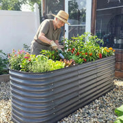 YoYoBloom 32" Tall 6.5' x 2' Metal Raised Garden Bed (6-in-1) | Upgrade 2.0 Waist-High Design - Oyster white image 3