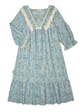 Blue Meadow Ruffle Lounge Gown
