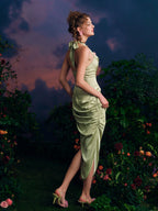 Draped Garden Bloom Halter Dress