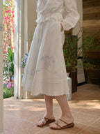 Cotton Vintage Embroidery Blouse & Skirt