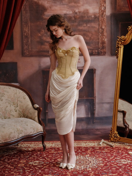 Golden Petal Embroidered Corset
