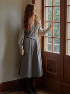 Vintage Elegance Pleated Vest Dress