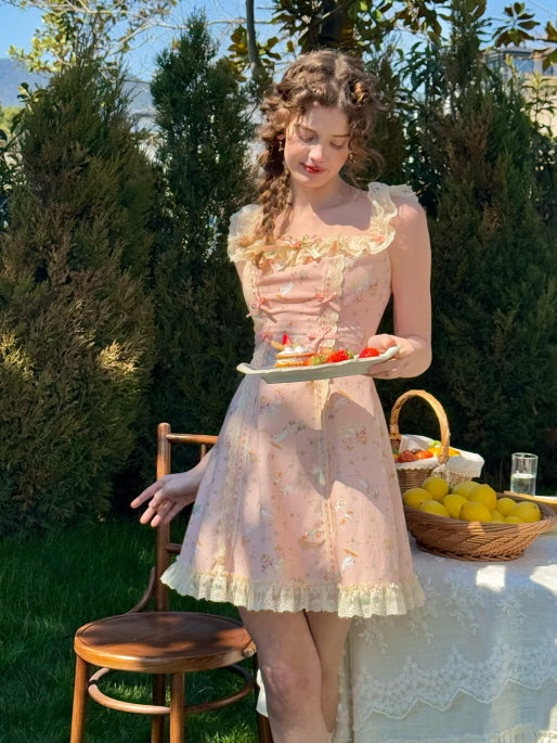 Whimsical Oil Painting Cottage Dress