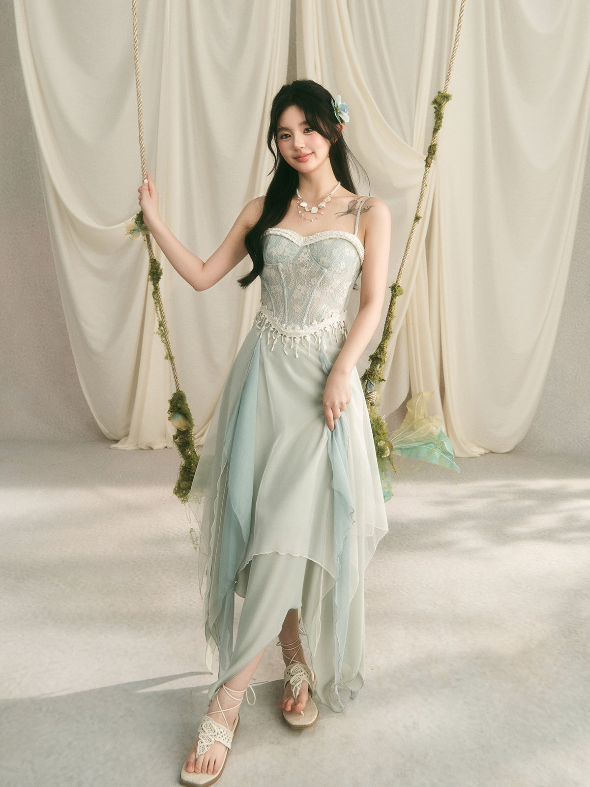 Ethereal Lace Corset & Dreamy Chiffon Skirt