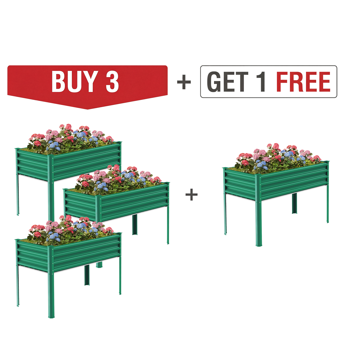 4-Pack 4x2x2.7ft Galvanized Raised Garden Bed with Legs — view 4
