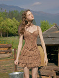 Wild Prairie Lace-Up Suede Corset & Skirt