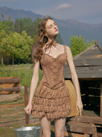 Wild Prairie Lace-Up Suede Corset & Skirt