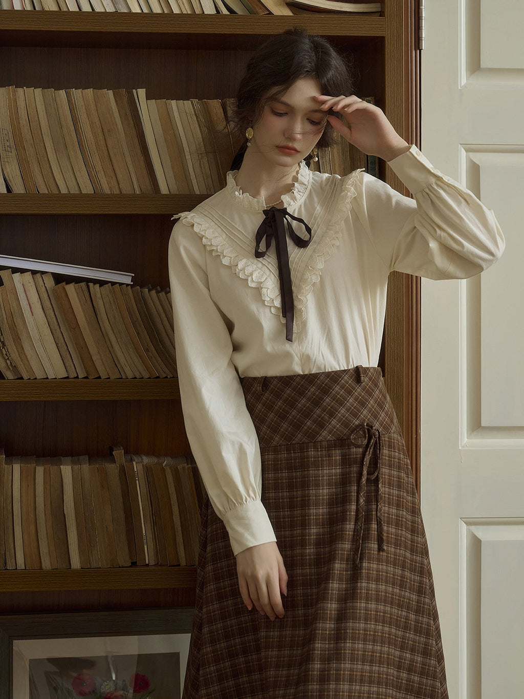 Brown Check Plaid Vintage Wrap Skirt