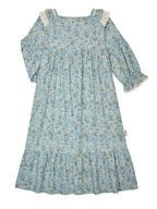 Blue Meadow Ruffle Lounge Gown