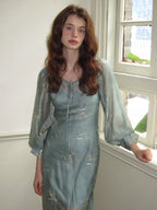 Ethereal Spring Meadow Sheer Sleeve Dress