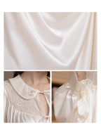 Lace Collar Ivory Satin Nightgown