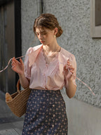 Emma's Romantic Pink Collar Blouse