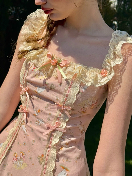 Whimsical Oil Painting Cottage Dress