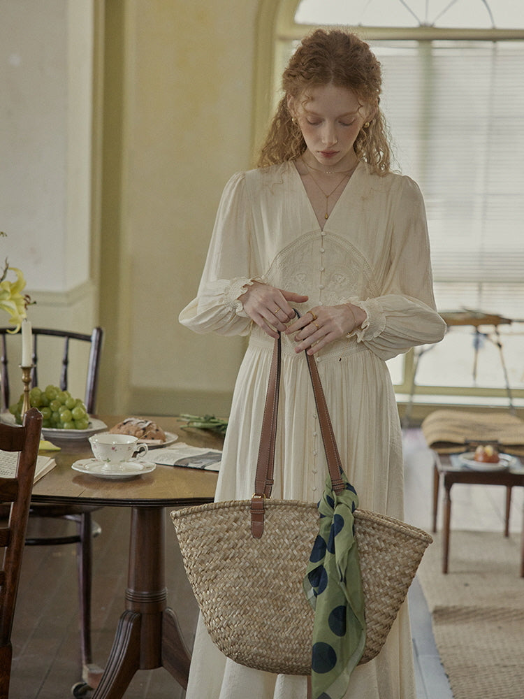 Botanical Elegance Puff Sleeve Dress