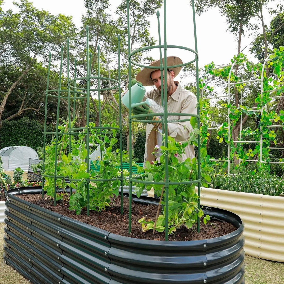 24-inch tall oval galvanized metal raised garden bed, 4 by 2 feet — view 10