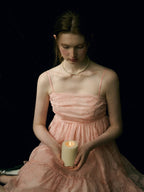 Blush Petal Ruffle Back Bow Dress