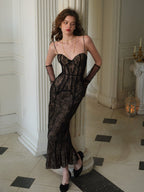 lacemadeMidnight Lace Illusion Dress