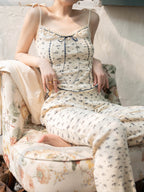 Navy Ribbon Floral Loungewear Set