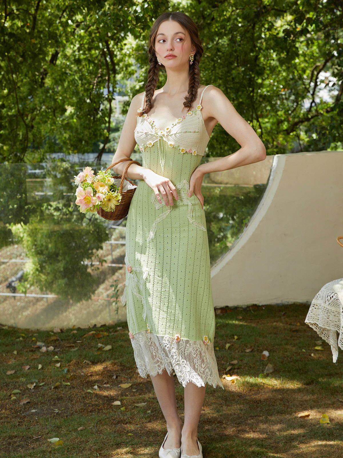 Garden Knit Crochet Dress and Cardigan
