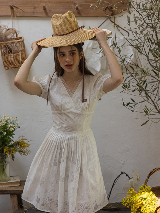 Whispering Blossom Cotton White Dress