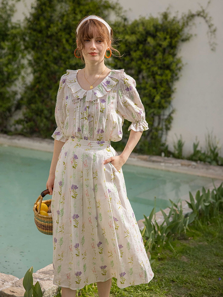 Olivia's Purple Flower Cottage Skirt