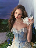 Pearl Sky Embroidered Lace Corset