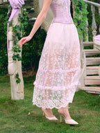 Floral Embroidered Corset & Sheer Skirt