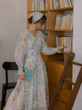 Watercolor Floral Long Sleeve Dress