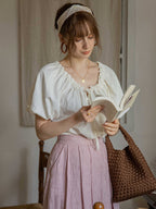 Olivia's White Puff-Sleeve Summer Blouse