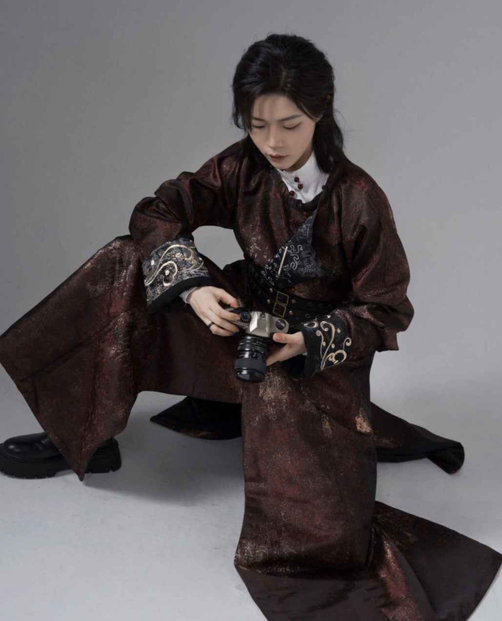 Tang Dynasty Style Modern Reversible Coat - Charcoal Marshmallow 火烧烂棉花