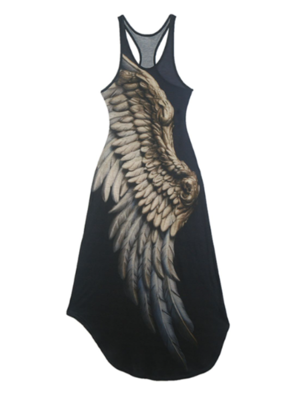 Celestial Wing Print Maxi Dress
