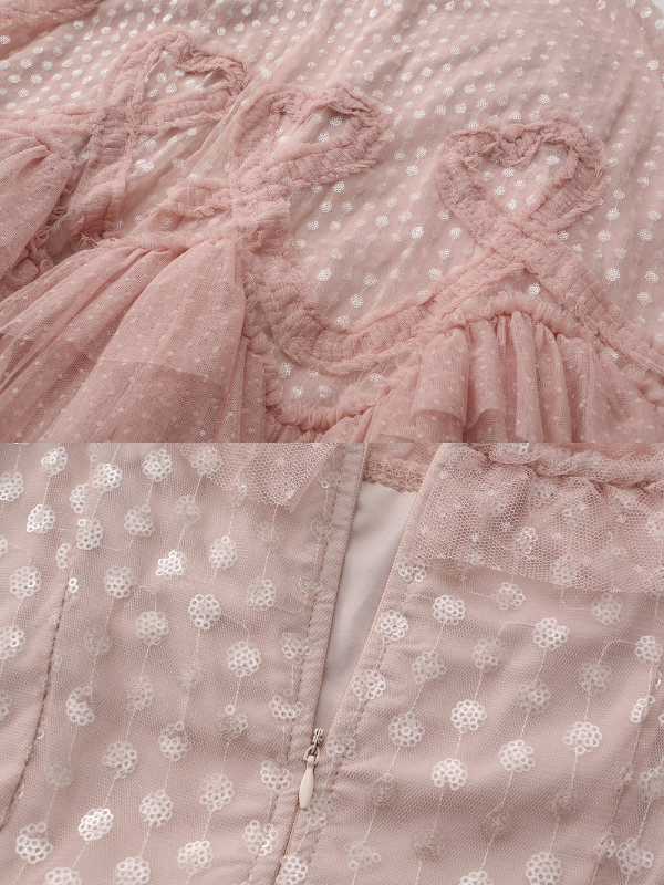 Blush Heart Ruffle Tulle Dress