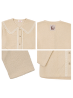 Cream Lace Collar Fleece Pajama