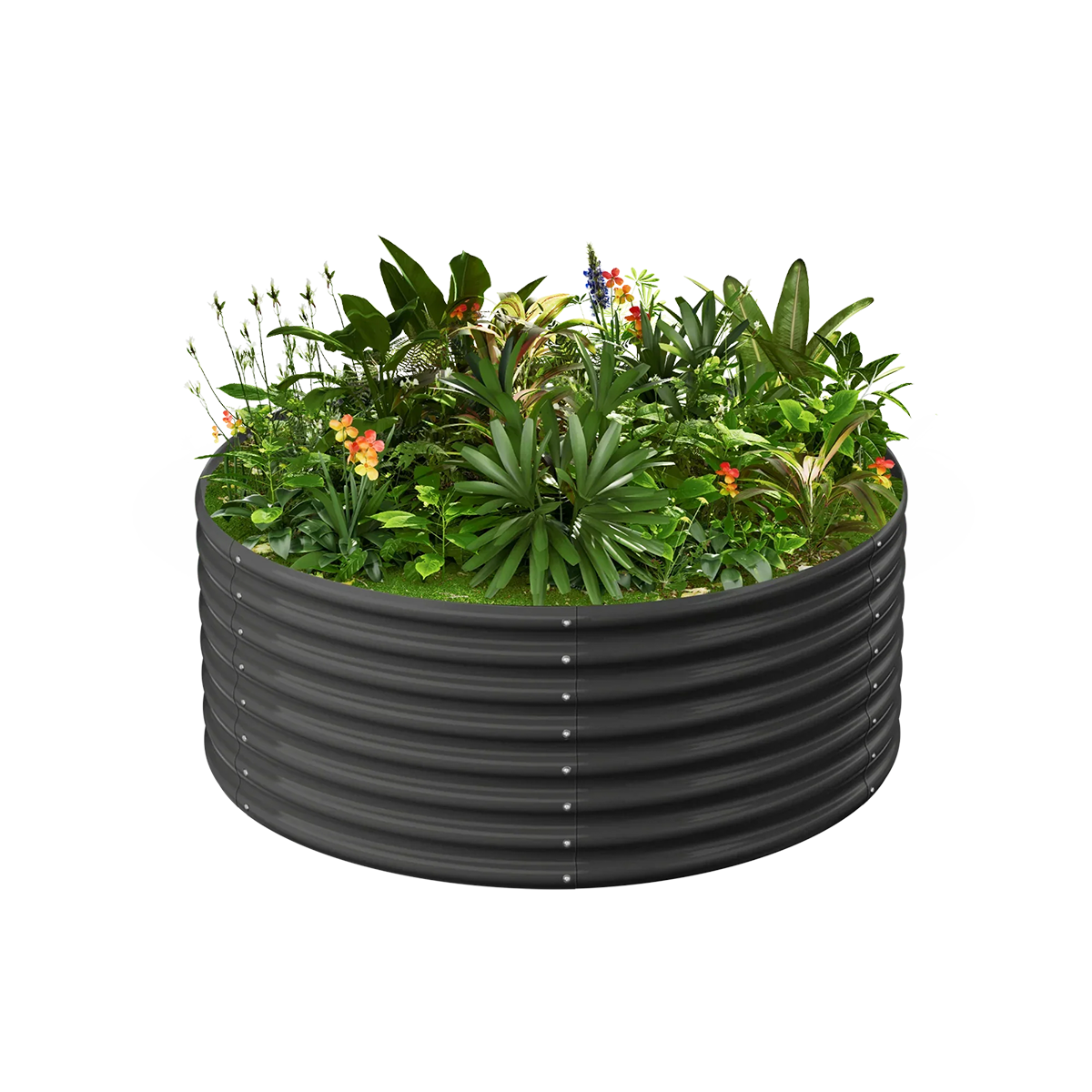 24-inch tall round galvanized metal raised garden bed, 3 feet in diameter — view 3