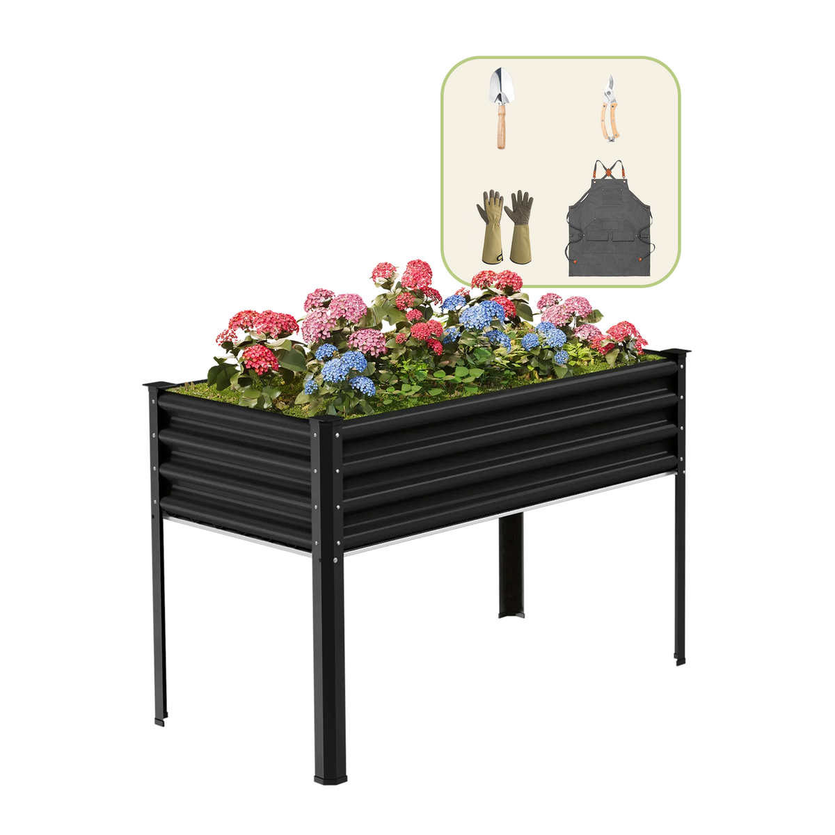 4x2x2.7ft Galvanized Raised Garden Bed with Legs+Gardening Gift Pack — view 3