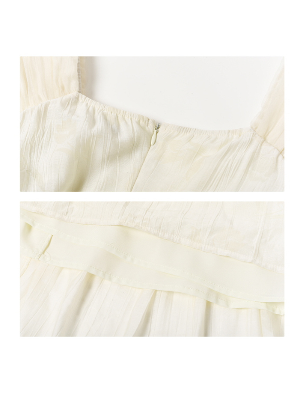 Floral Embossed Drawstring Dress