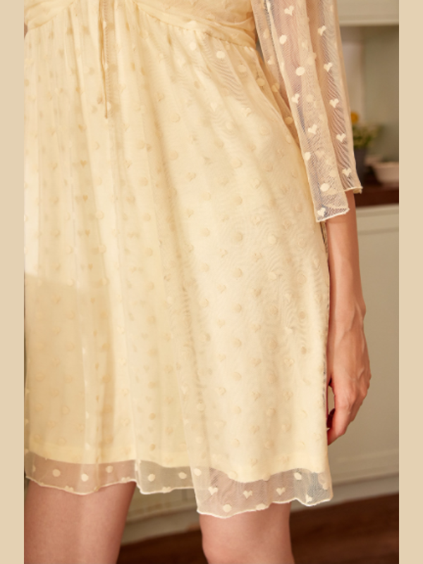 Buttercream Sheer Polka Dot Nightdress