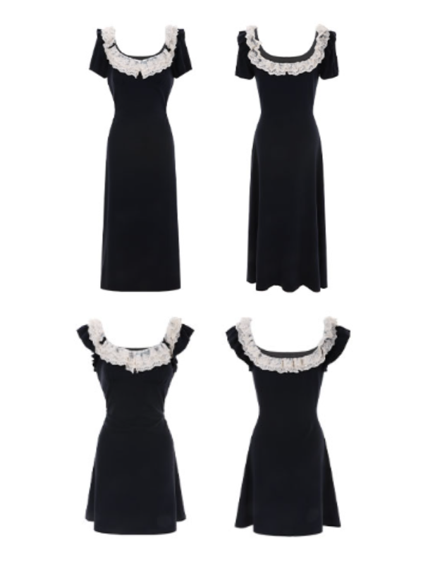 Midnight Lace Ruffle Dress