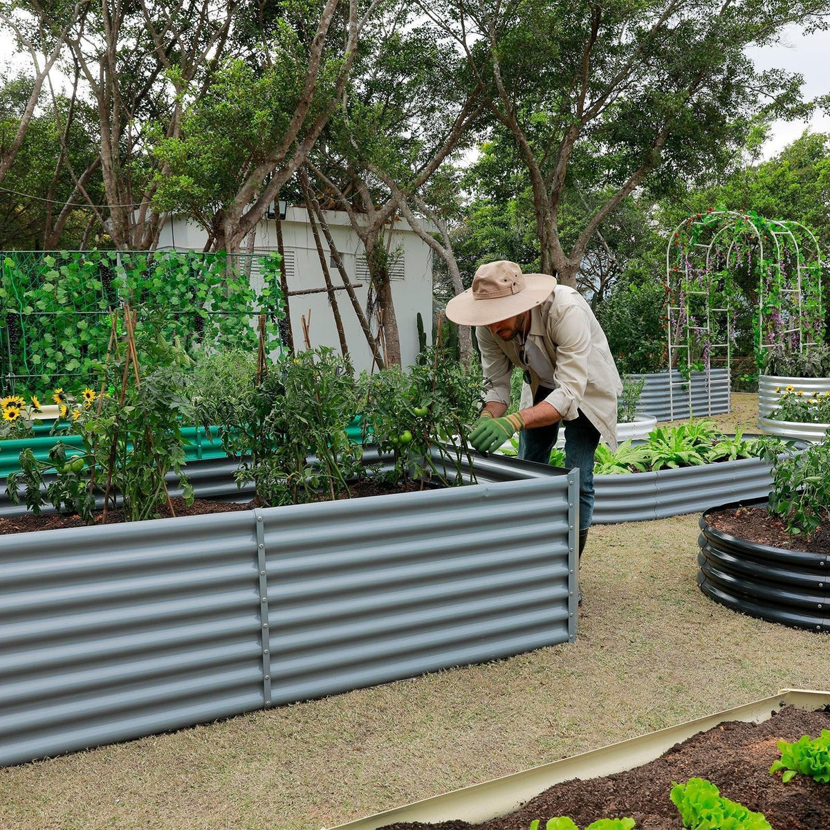 set of 8 — 24-inch tall rectangular galvanized metal raised garden bed, 8 by 4 feet — view 8