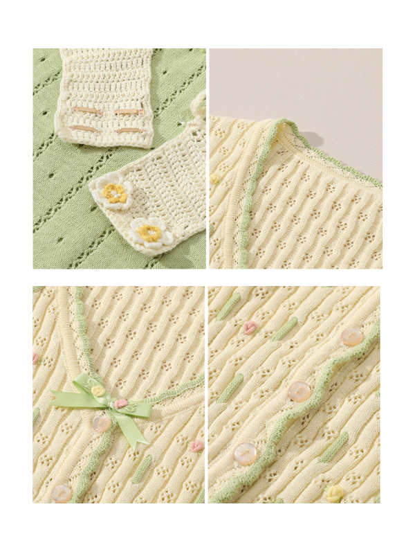 Garden Knit Crochet Dress and Cardigan