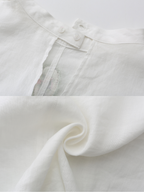 Embroidered Floral Brooch Linen Cotton Blouse