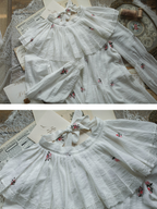 Floral Embroidery Vintage Ruffled Cotton Dress