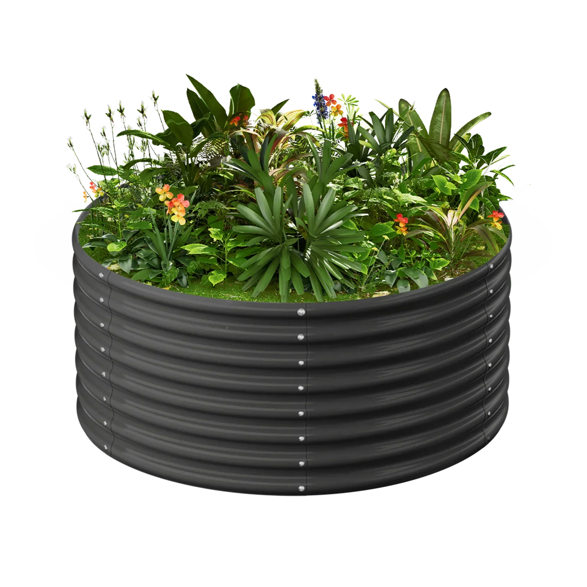 24-inch tall round galvanized metal raised garden bed, 2 feet in diameter — view 3