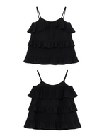 Black Ruffle Camisole & Paisley Maxi Skirt